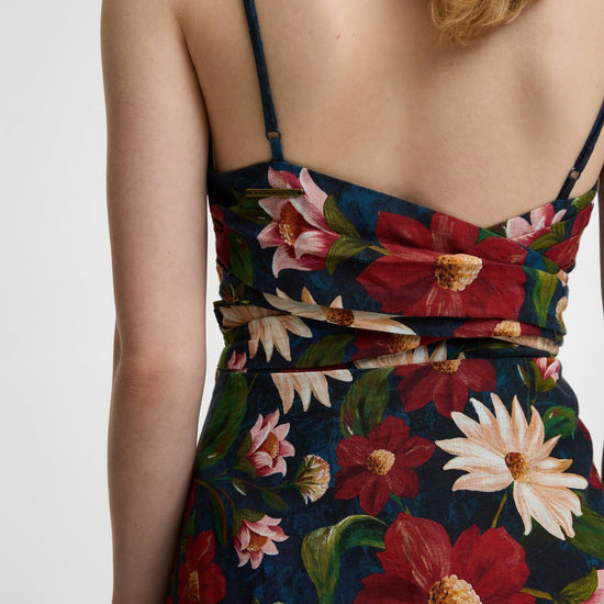 Young Ideas & Henmores - Barbour X Farm Rio Wild Flower Dress - NY72 Navy Wild Flower Print - S