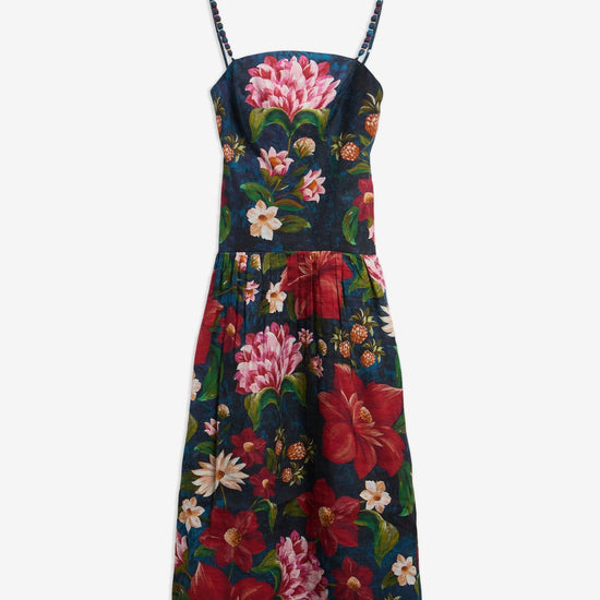 Young Ideas & Henmores - Barbour X Farm Rio Wild Flower Dress - NY72 Navy Wild Flower Print - S