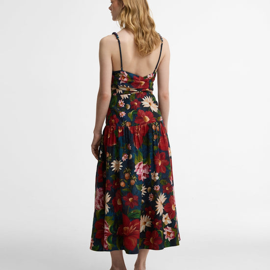 Young Ideas & Henmores - Barbour X Farm Rio Wild Flower Dress - NY72 Navy Wild Flower Print - S