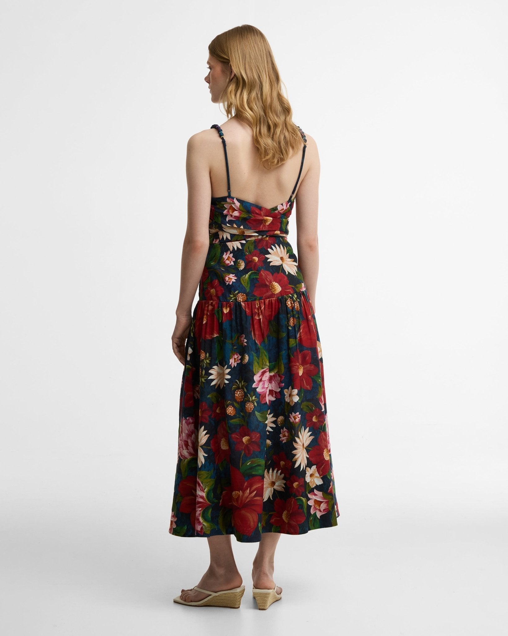 Young Ideas & Henmores - Barbour X Farm Rio Wild Flower Dress - NY72 Navy Wild Flower Print - S
