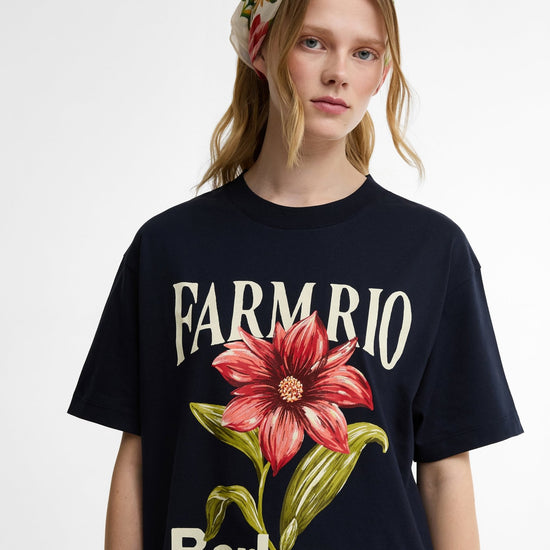 Young Ideas & Henmores - Barbour X Farm Rio Wild Flower T-Shirt - NY73 Navy - XS