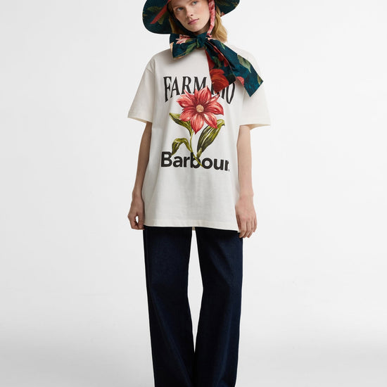 Young Ideas & Henmores - Barbour X Farm Rio Wild Flower T-Shirt - WH32 Cream - XS