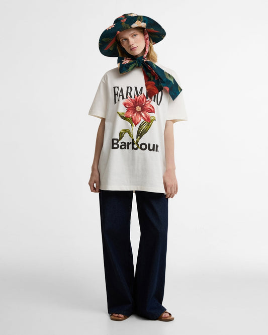 Young Ideas & Henmores - Barbour X Farm Rio Wild Flower T-Shirt - WH32 Cream - XS