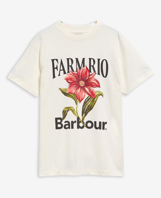 Young Ideas & Henmores - Barbour X Farm Rio Wild Flower T-Shirt - WH32 Cream - XS