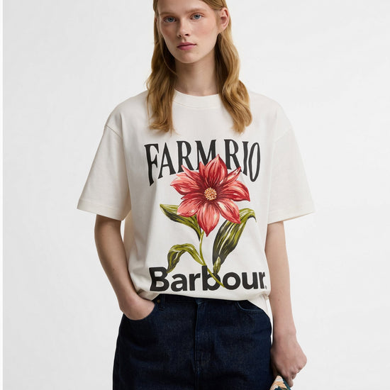 Young Ideas & Henmores - Barbour X Farm Rio Wild Flower T-Shirt - WH32 Cream - XS