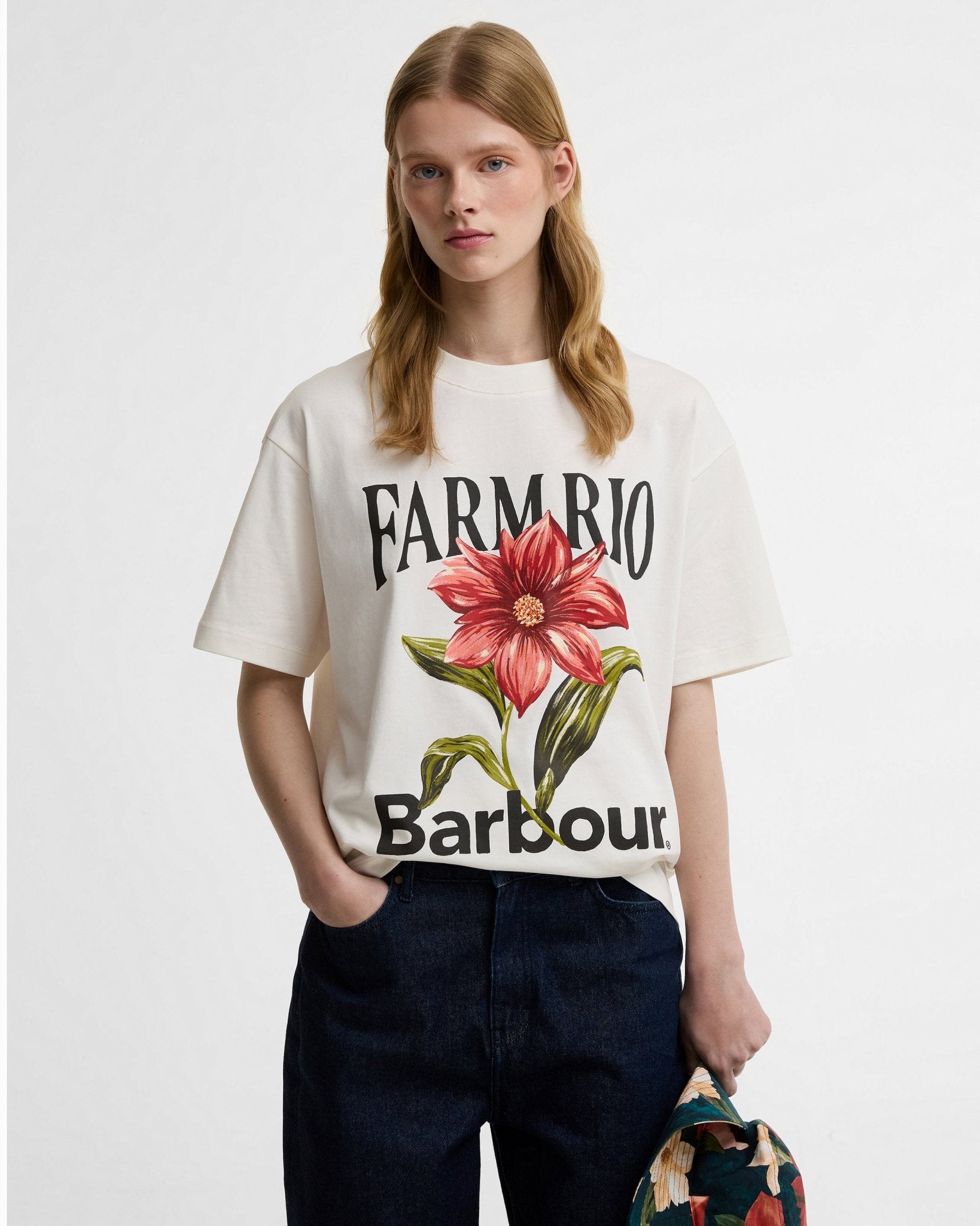 Young Ideas & Henmores - Barbour X Farm Rio Wild Flower T-Shirt - WH32 Cream - XS