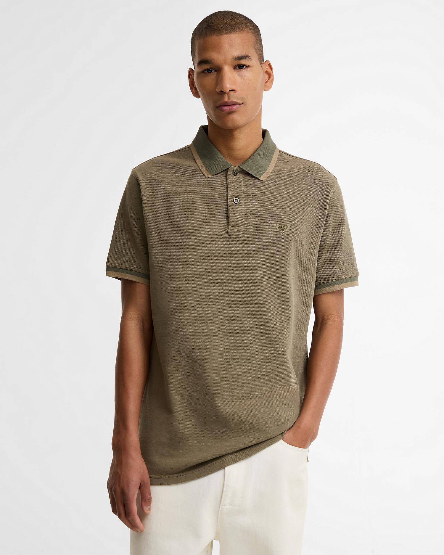 Young Ideas & Henmores - Barnard Tailored Polo Shirt - OL56 Dusty Olive - M