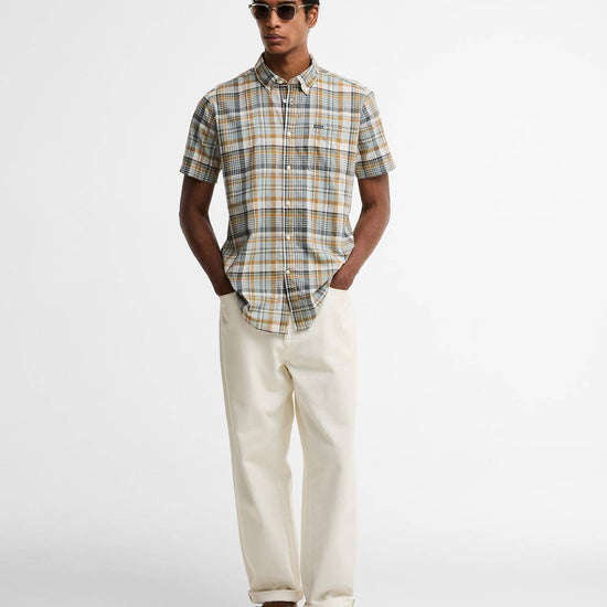 Young Ideas & Henmores - Baycliff Checked S/S Tailored Shirt - WH32 Whisper White - M
