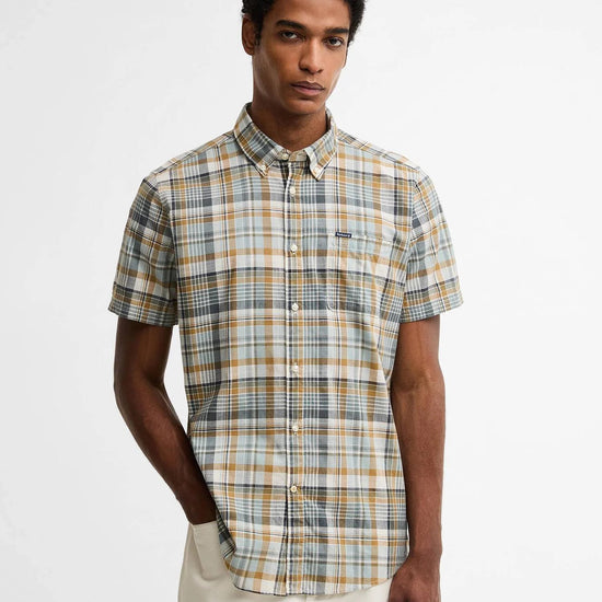Young Ideas & Henmores - Baycliff Checked S/S Tailored Shirt - WH32 Whisper White - M