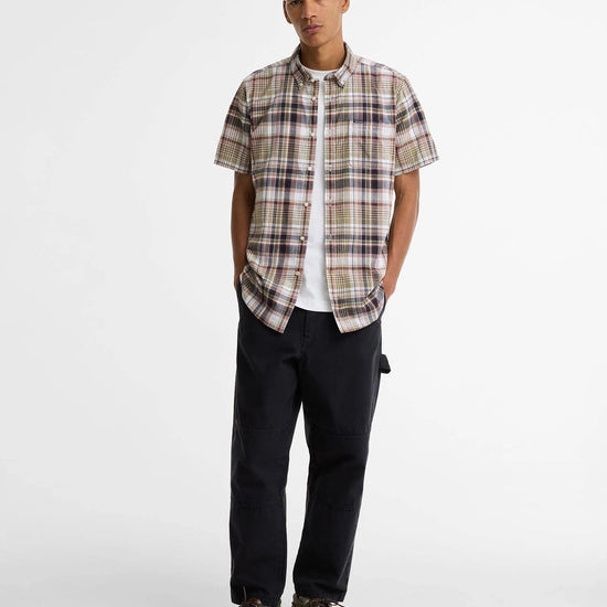 Young Ideas & Henmores - Baycliff Checked S/S Tailored Shirt - RU11 Burnt Pepper - M