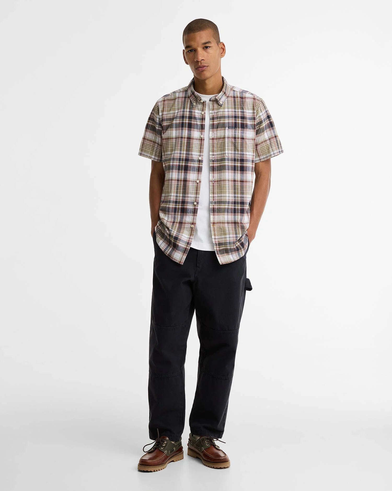 Young Ideas & Henmores - Baycliff Checked S/S Tailored Shirt - RU11 Burnt Pepper - M