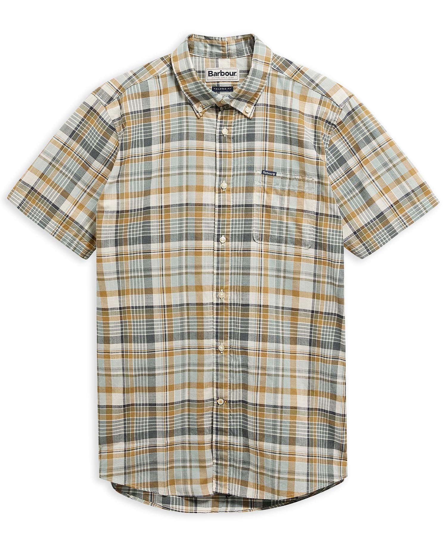 Young Ideas & Henmores - Baycliff Checked S/S Tailored Shirt - WH32 Whisper White - M