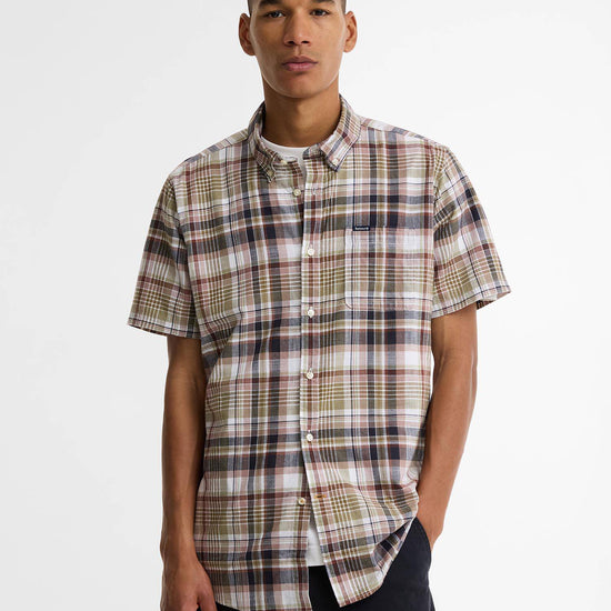 Young Ideas & Henmores - Baycliff Checked S/S Tailored Shirt - RU11 Burnt Pepper - M