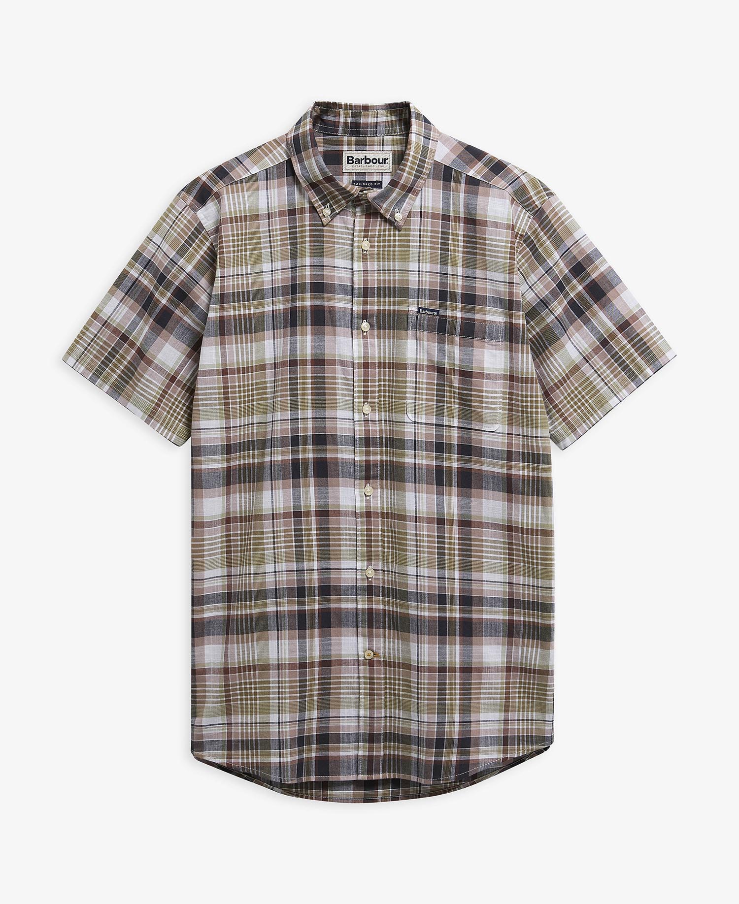 Young Ideas & Henmores - Baycliff Checked S/S Tailored Shirt - RU11 Burnt Pepper - M