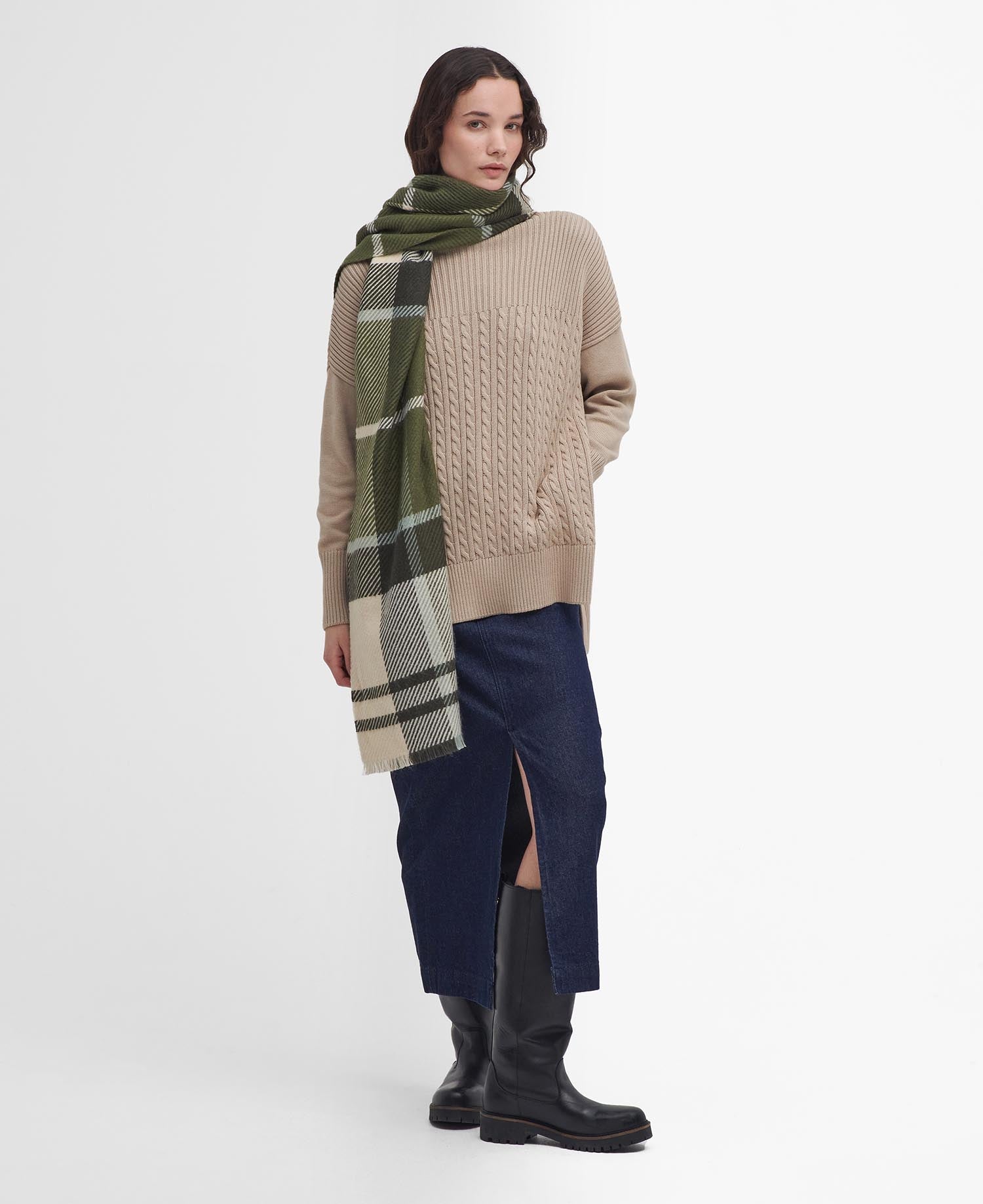 Young Ideas & Henmores -Blair Tartan Scarf -GN71 Ancient Loden -OS