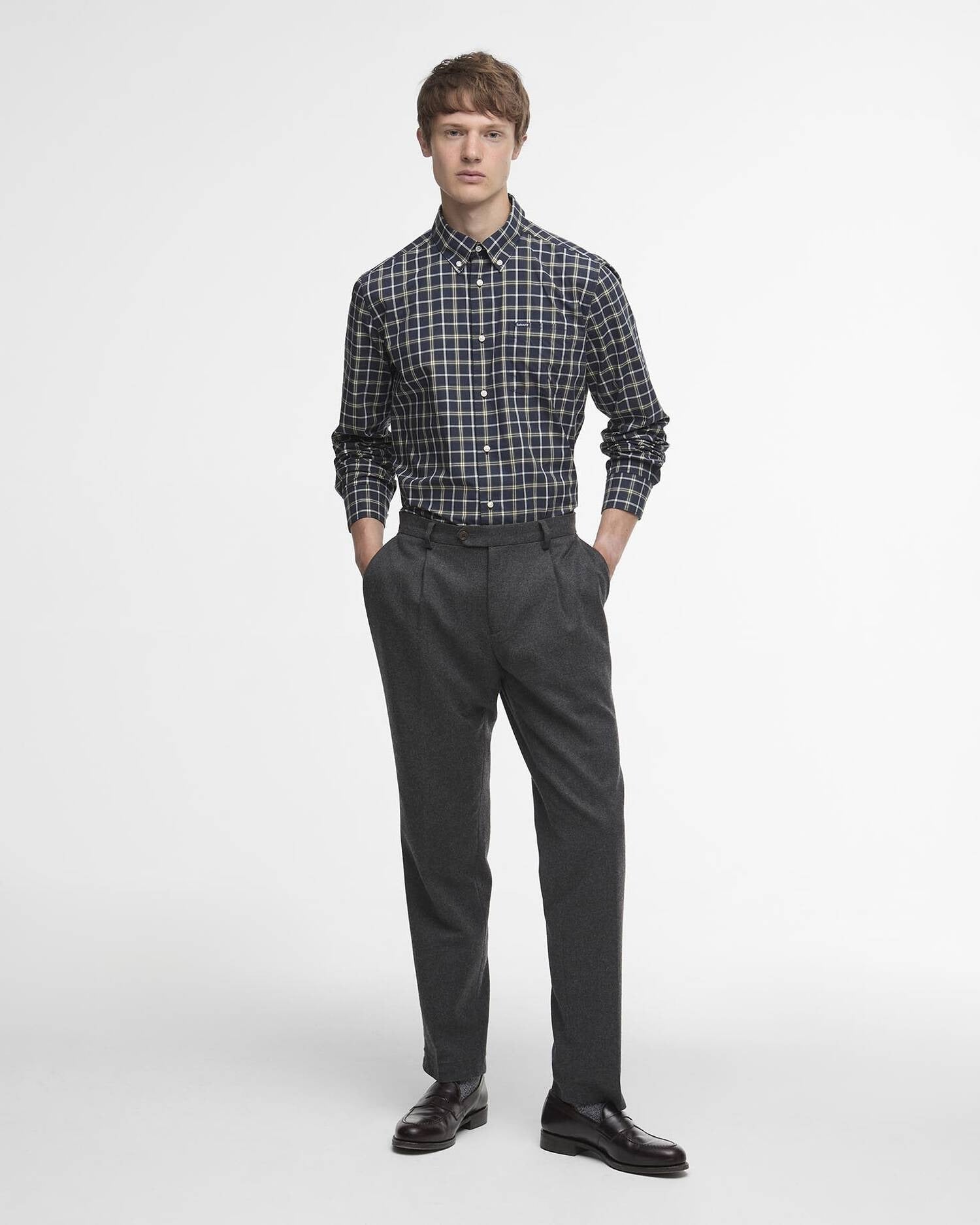 Young Ideas/Henmores - Bramham Checked Tailored Shirt - NY91 Navy - M