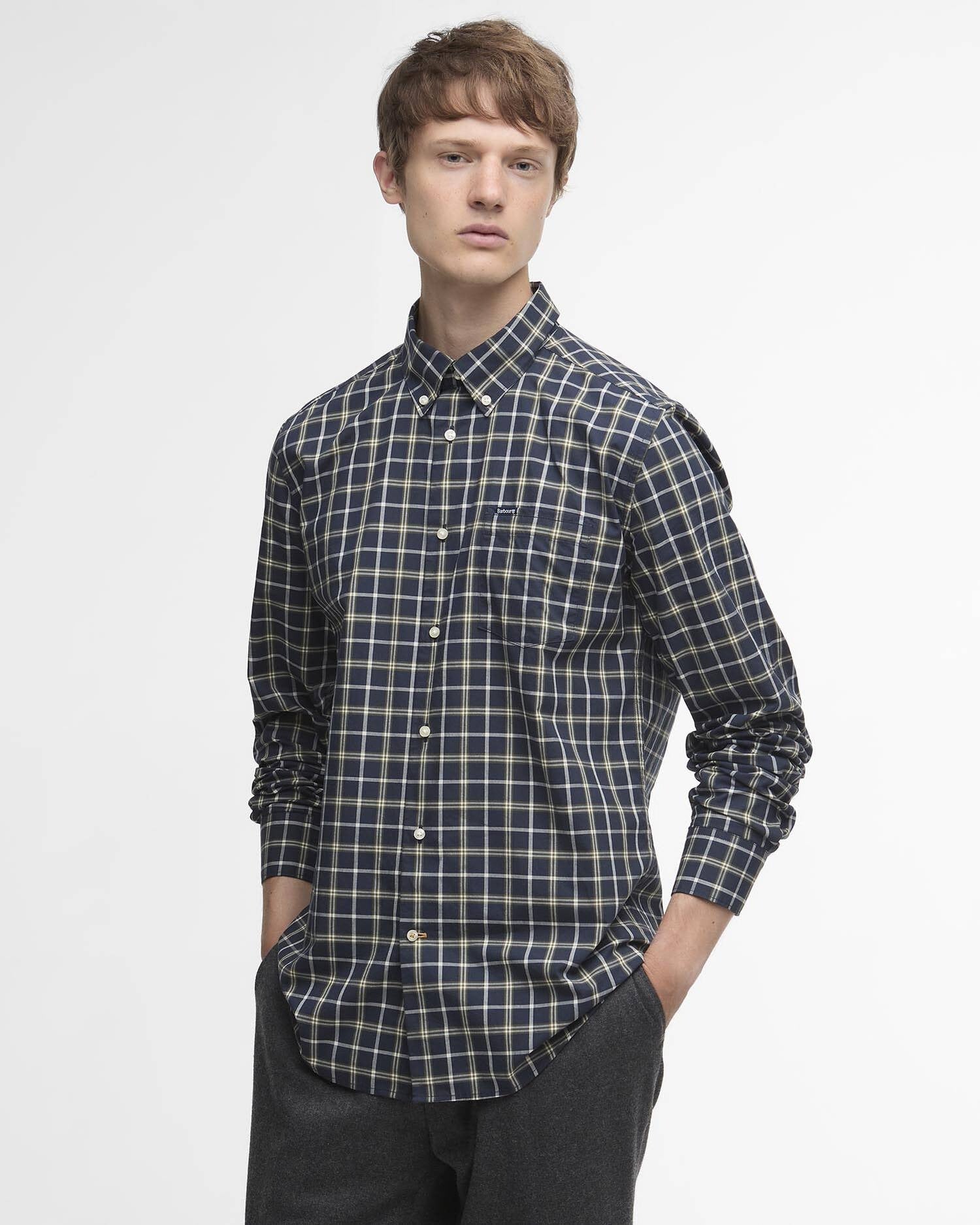 Young Ideas/Henmores - Bramham Checked Tailored Shirt - NY91 Navy - M