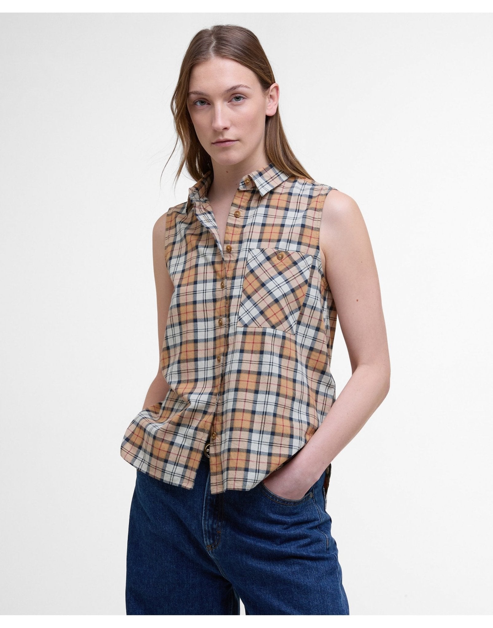 Young Ideas/Henmores - Bredon Sleeveless Shirt - BR37 Hessian Tartan - 8