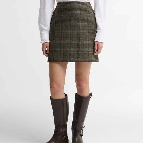 Young Ideas & Henmores -Browning Skirt -OL57 Olive Prince Of Wales -8