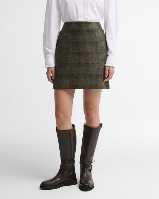 Young Ideas & Henmores -Browning Skirt -OL57 Olive Prince Of Wales -8