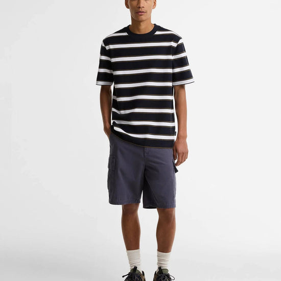 Young Ideas & Henmores - Browtop Striped Relaxed T-Shirt - NY74 Dark Navy - M