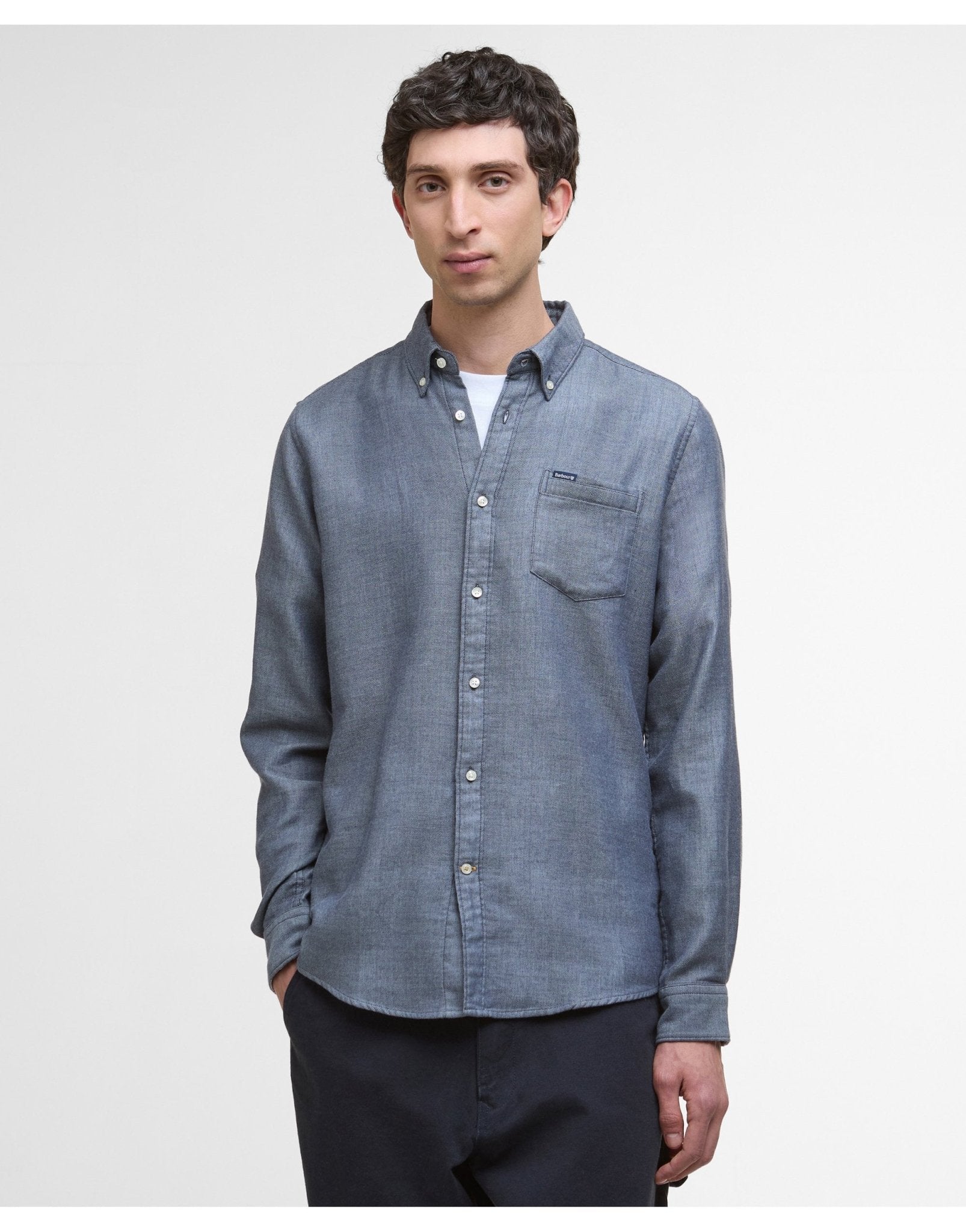 Young Ideas/Henmores - Buckley Tailored Herringbone Shirt - BR17 Dark Oak - M