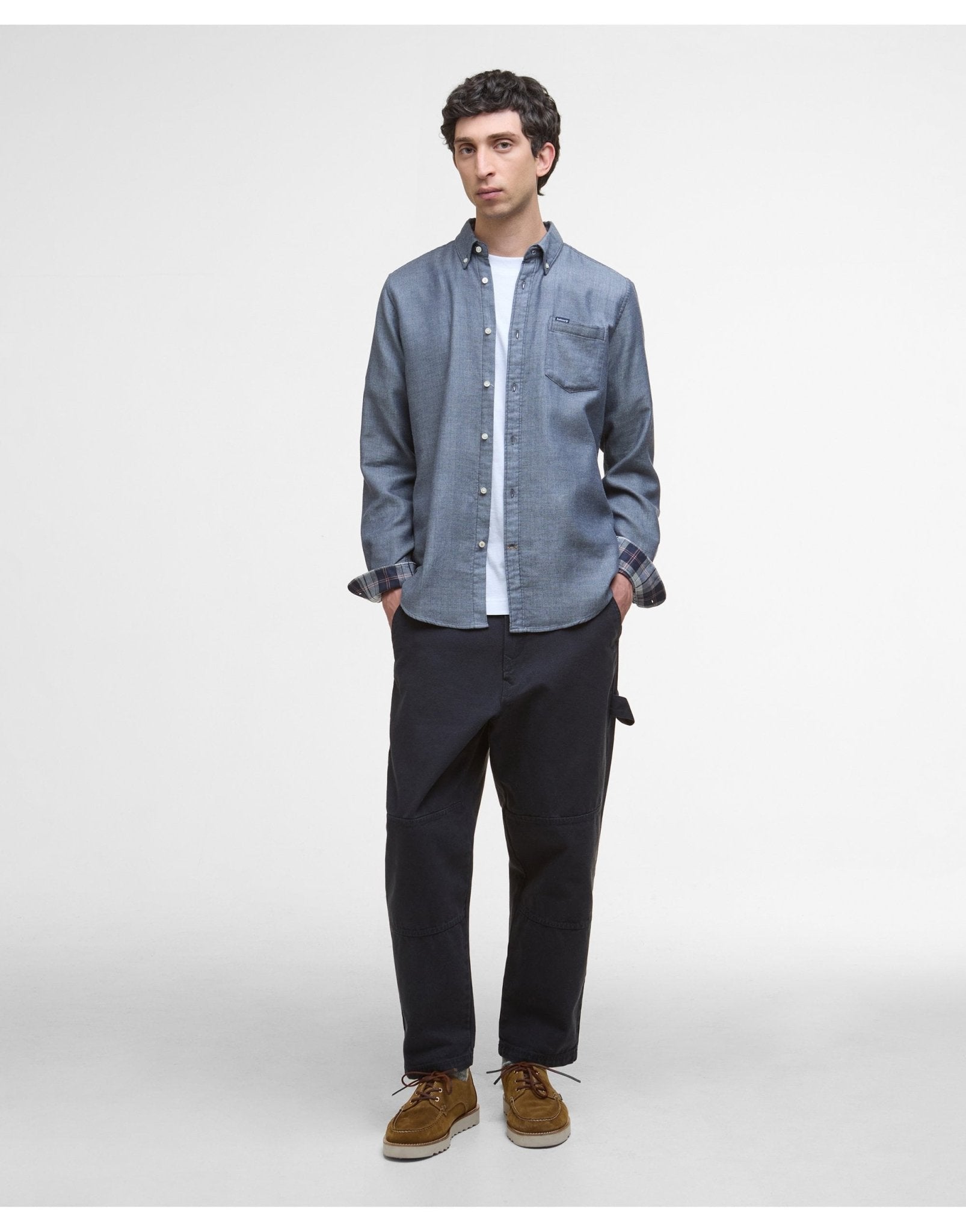 Young Ideas/Henmores - Buckley Tailored Herringbone Shirt - BR17 Dark Oak - M