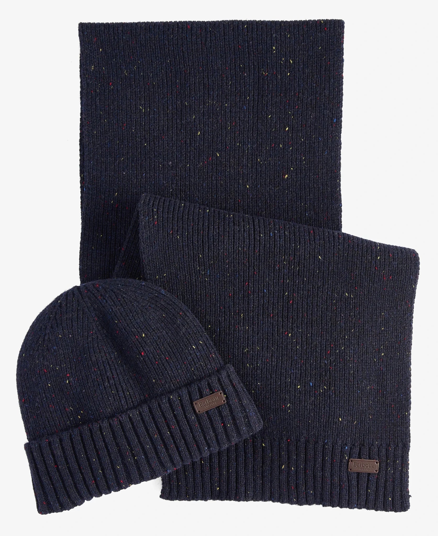 Young Ideas & Henmores -Carlton Fleck Beanie & Scarf Gift Set -NY31 Navy -OS