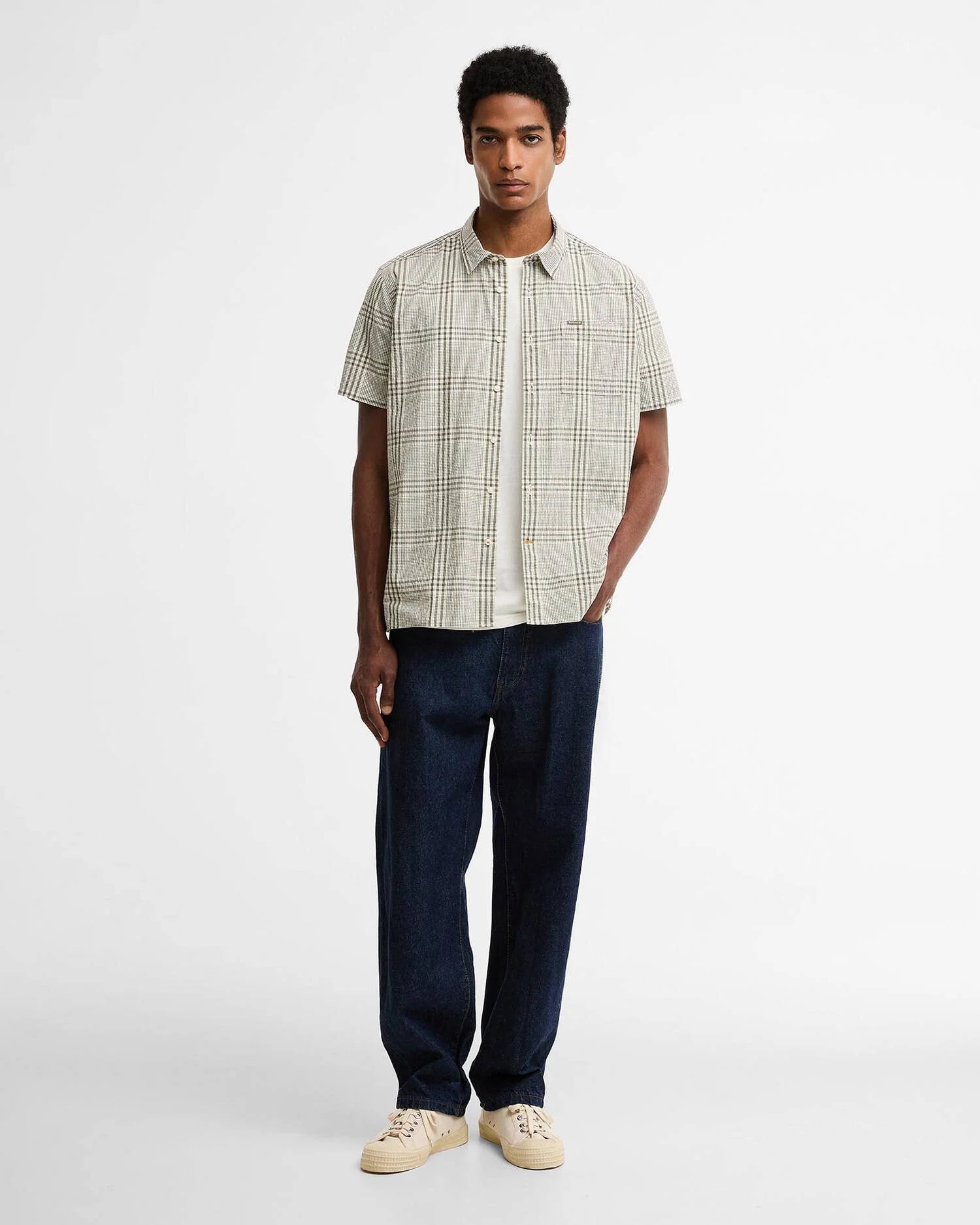 Young Ideas & Henmores - Carrock Checked Seerscuker Summer Shirt - WH32 Whisper White - M