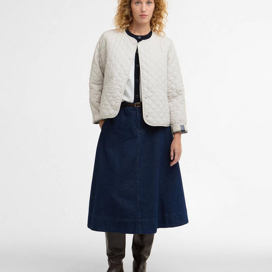 Young Ideas/Henmores - Cashel Collarless Quilted Jacket - ST11 Mist/Dress Navy Tartan - 8