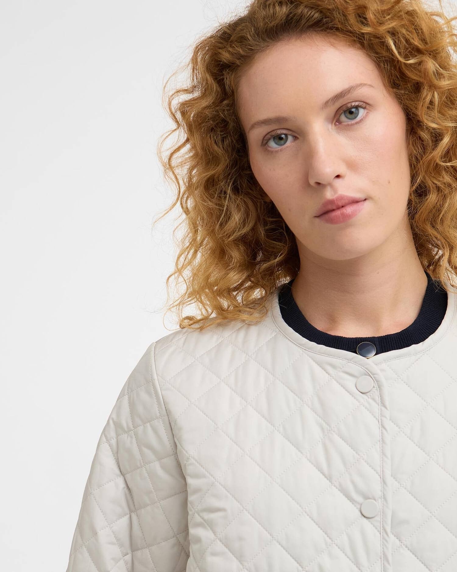 Young Ideas/Henmores - Cashel Collarless Quilted Jacket - ST11 Mist/Dress Navy Tartan - 8