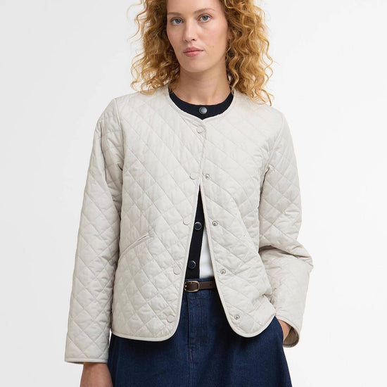 Young Ideas/Henmores - Cashel Collarless Quilted Jacket - ST11 Mist/Dress Navy Tartan - 8