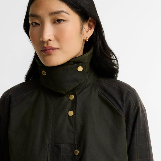 Young Ideas & Henmores -Checked Kirklees Wax Jacket -OL52 Fern/Classic/Shadow Classic -6