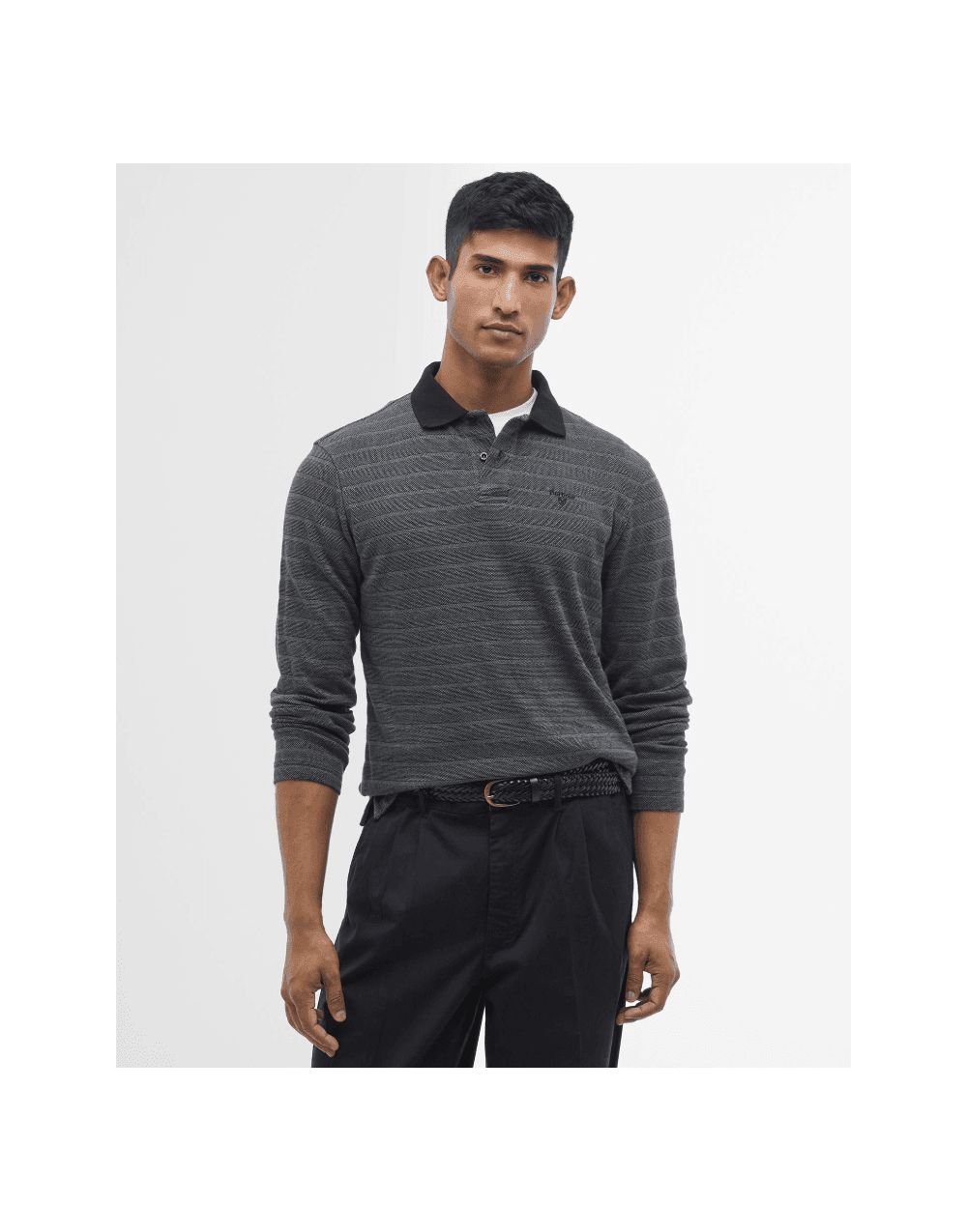 Young Ideas/Henmores - Cleveland Long Sleeve Polo - BK72 Black Mix - M