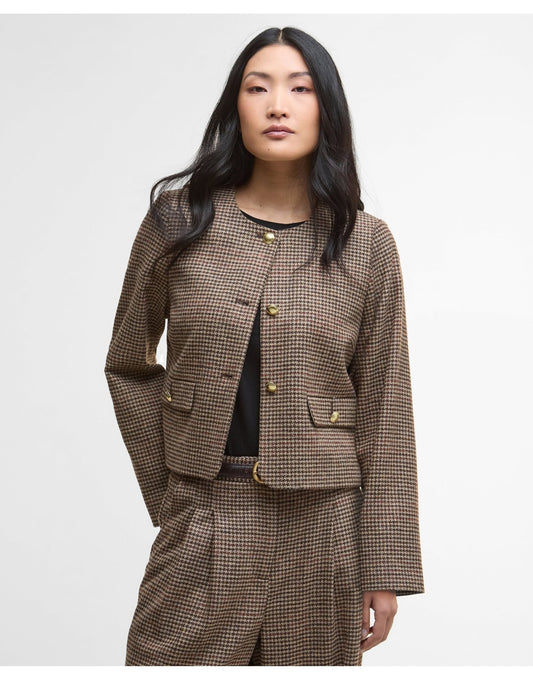 Young Ideas/Henmores - Corina Collarless Tailored Jacket - BR51 Brown/Orange Check - 8