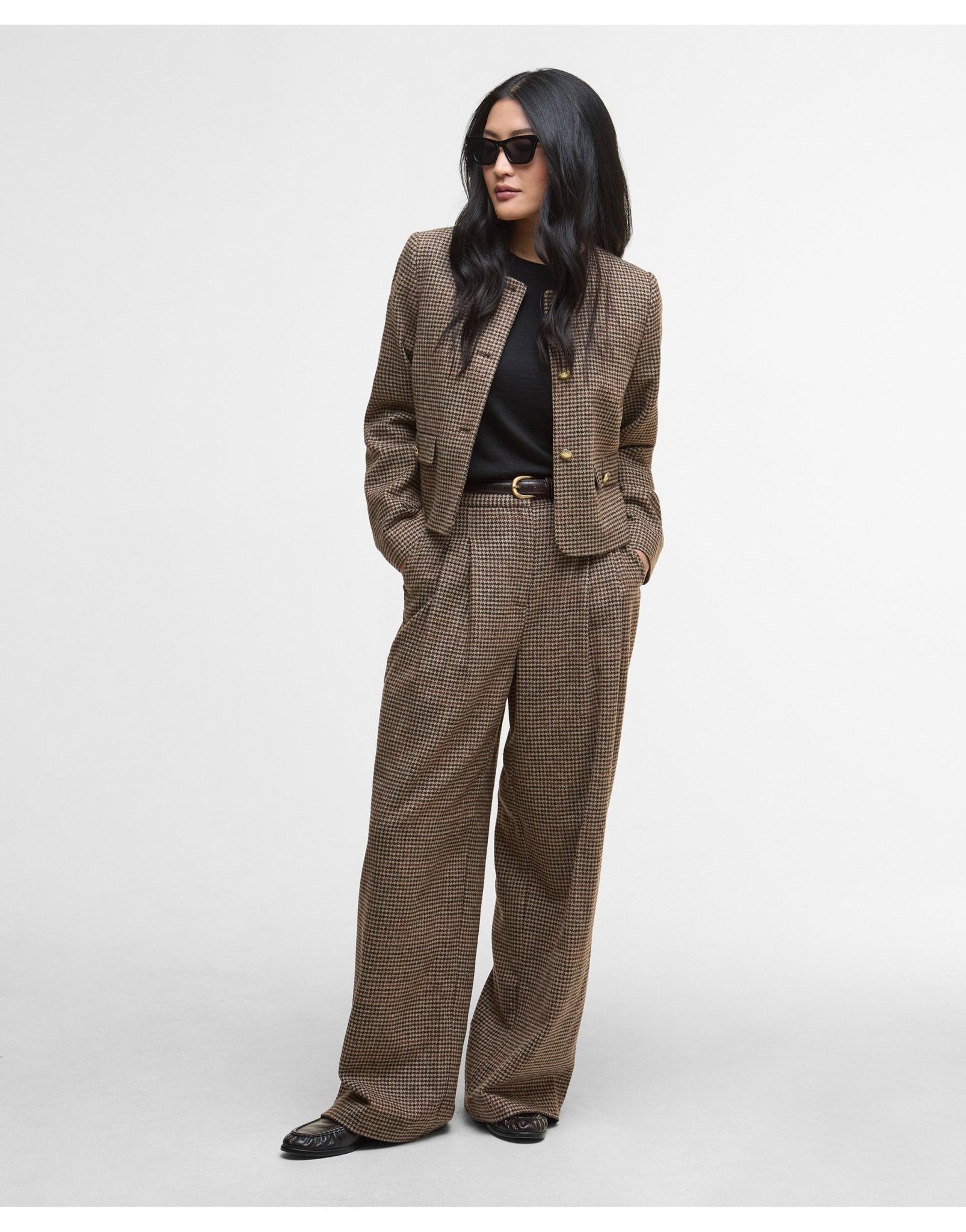 Young Ideas/Henmores - Corina Collarless Tailored Jacket - BR51 Brown/Orange Check - 8
