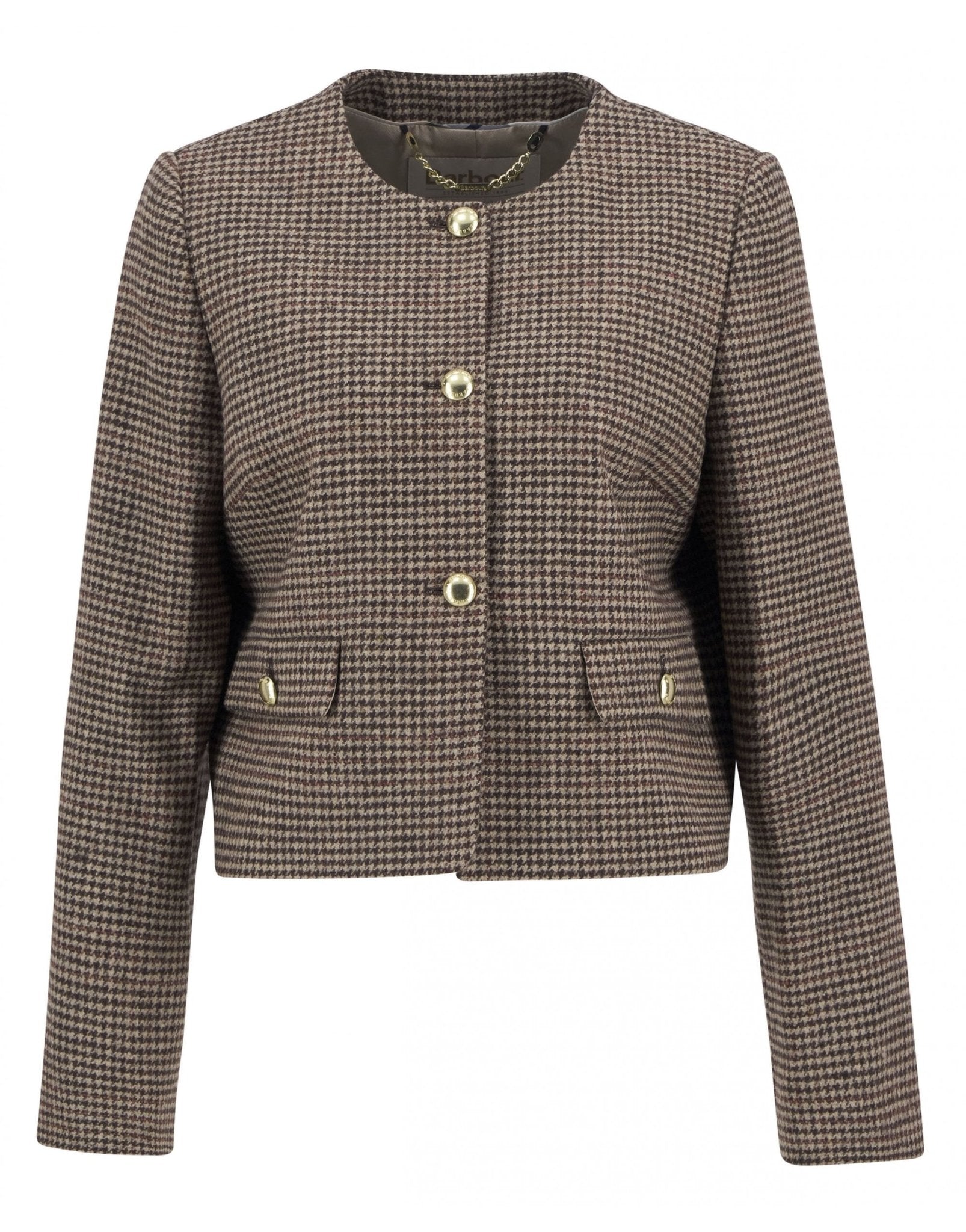 Young Ideas/Henmores - Corina Collarless Tailored Jacket - BR51 Brown/Orange Check - 8