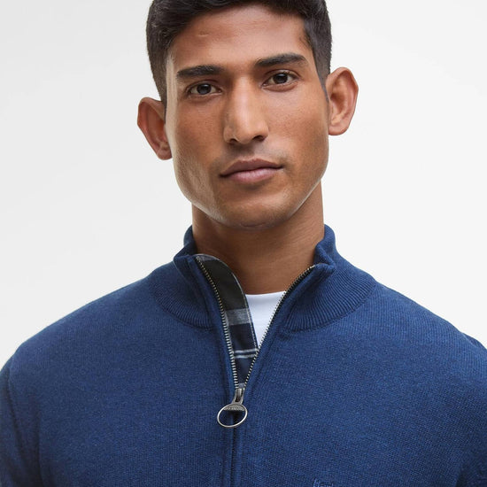 Young Ideas/Henmores - Cotton Half Zip Knitted Jumper - Inky Marl - M