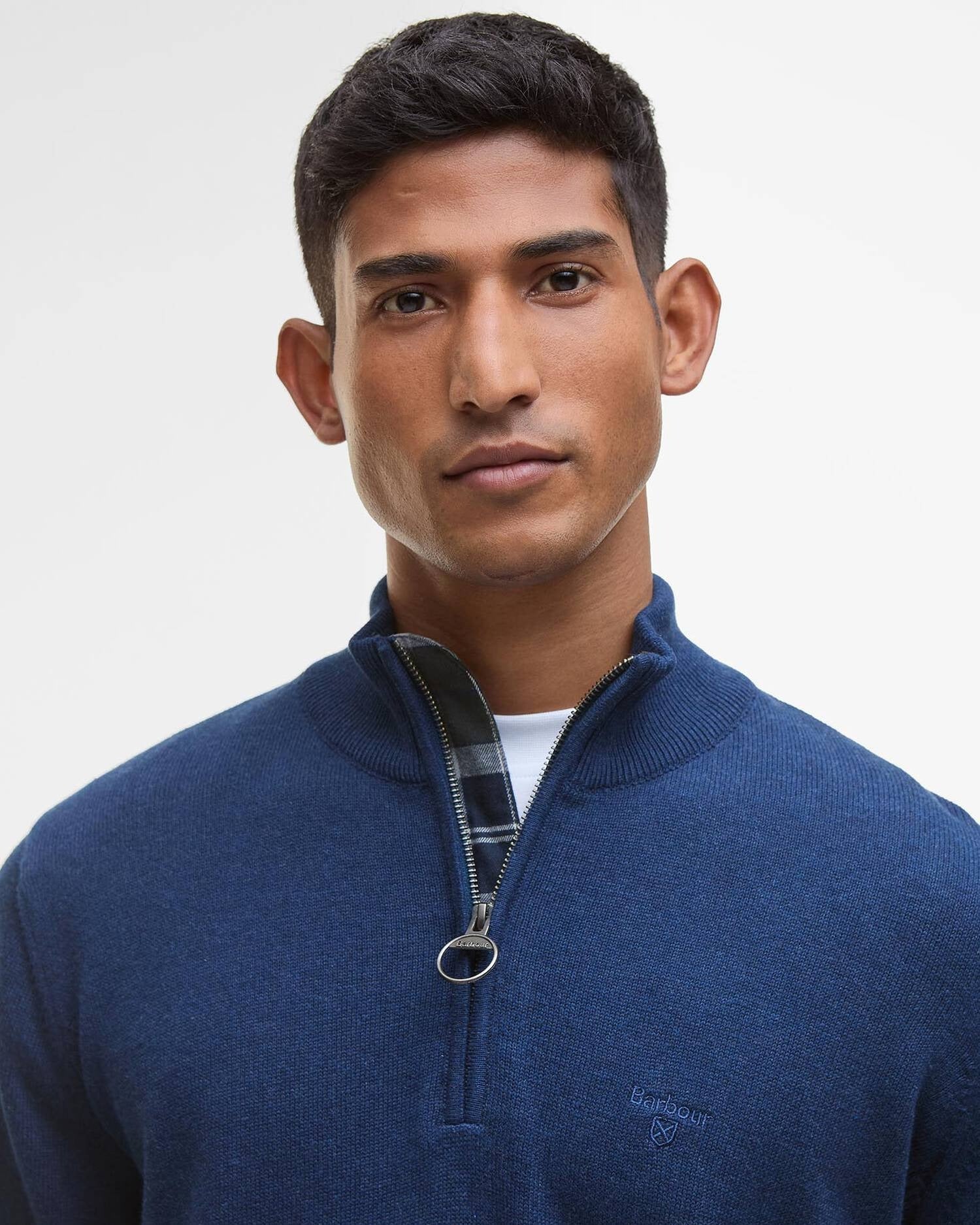 Young Ideas/Henmores - Cotton Half Zip Knitted Jumper - Inky Marl - M