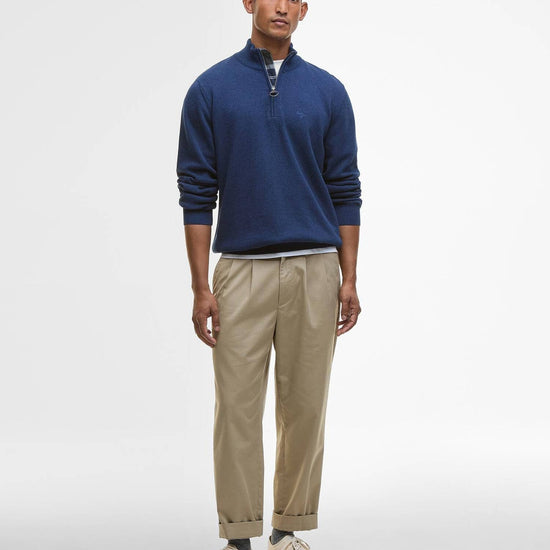 Young Ideas/Henmores - Cotton Half Zip Knitted Jumper - Inky Marl - M