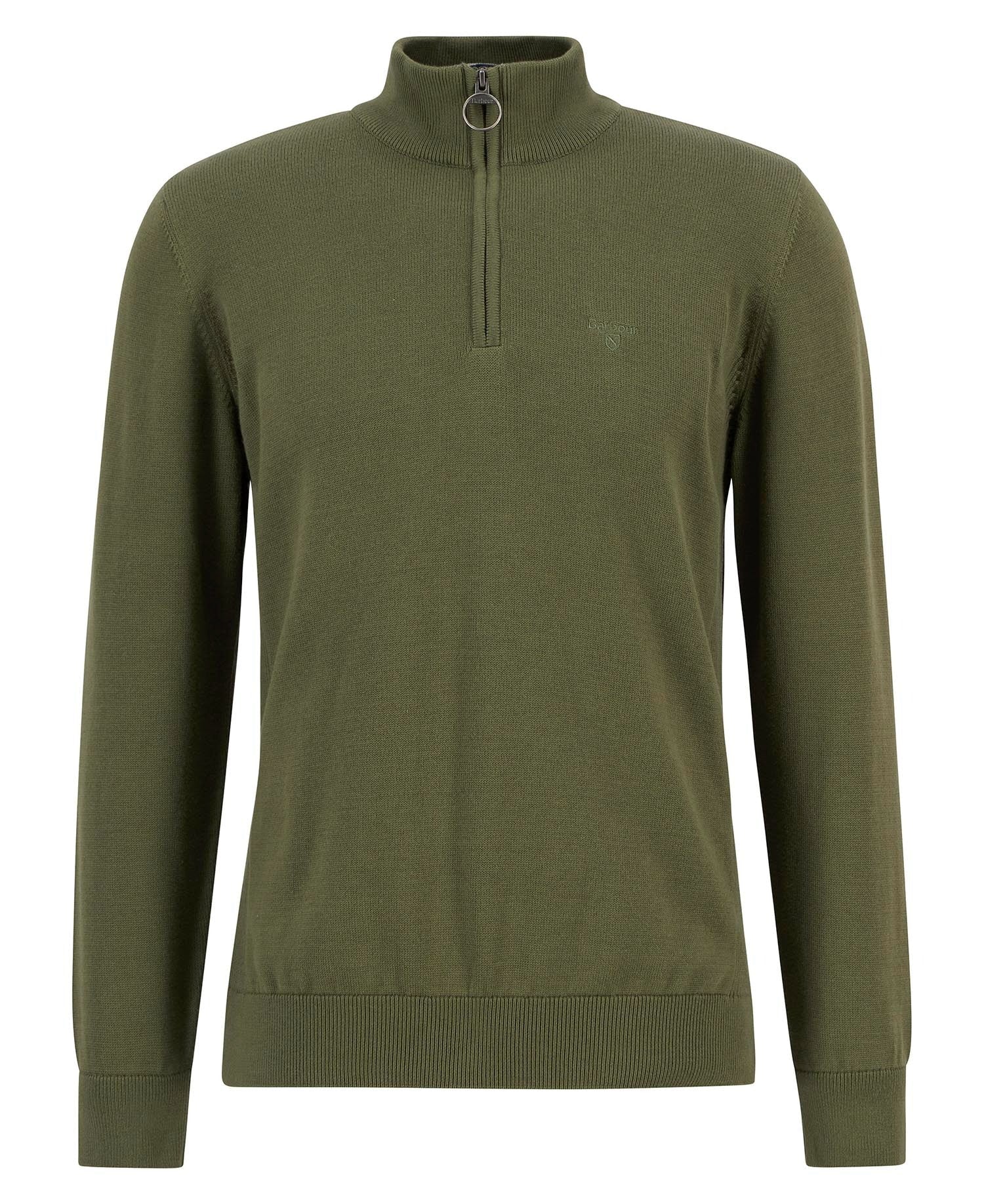Young Ideas/Henmores - Cotton Half Zip Knitted Jumper - Winter Moss - M
