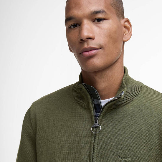 Young Ideas/Henmores - Cotton Half Zip Knitted Jumper - Winter Moss - M