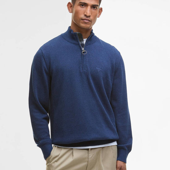 Young Ideas/Henmores - Cotton Half Zip Knitted Jumper - Inky Marl - M