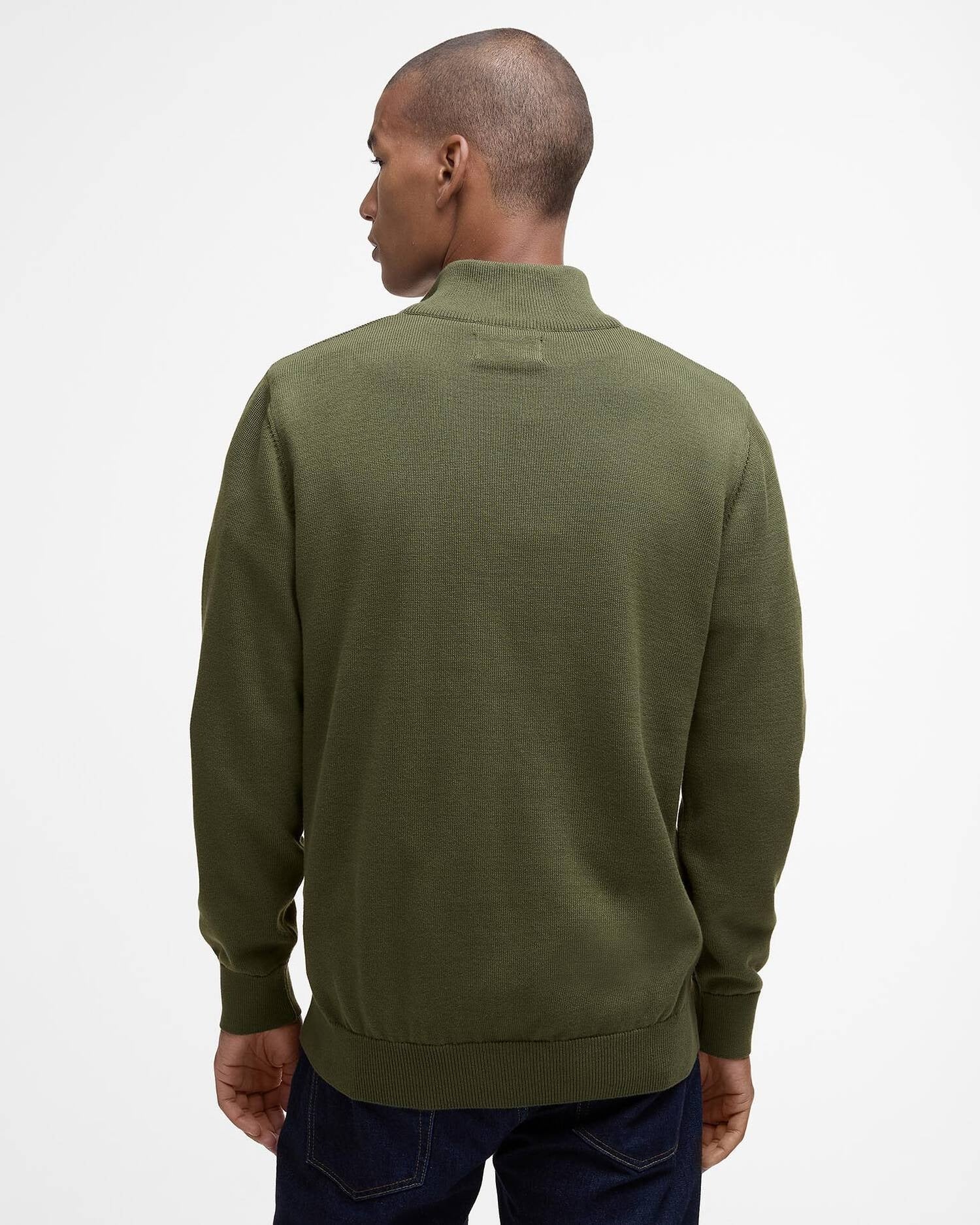 Young Ideas/Henmores - Cotton Half Zip Knitted Jumper - Winter Moss - M