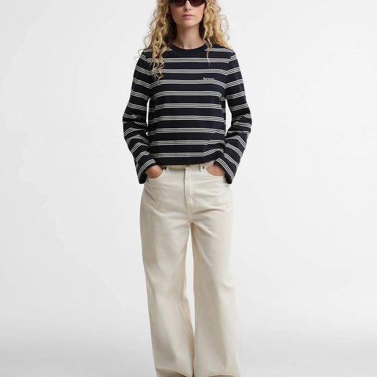 Young Ideas & Henmores - Dartmoor Striped Long Sleeved Top - NY99 Dark Navy/Original Ecru Stripe - 8