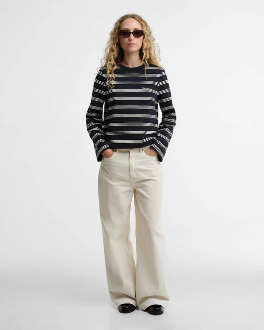 Young Ideas & Henmores - Dartmoor Striped Long Sleeved Top - NY99 Dark Navy/Original Ecru Stripe - 8