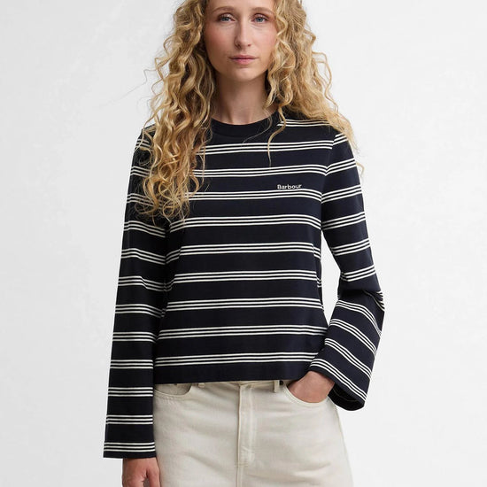 Young Ideas & Henmores - Dartmoor Striped Long Sleeved Top - NY99 Dark Navy/Original Ecru Stripe - 8