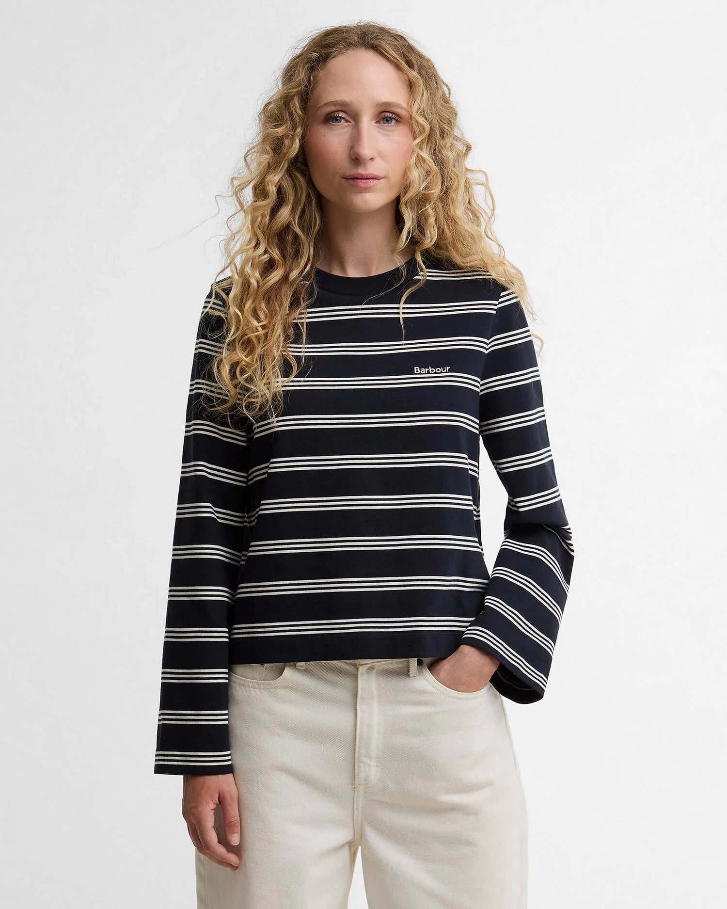 Young Ideas & Henmores - Dartmoor Striped Long Sleeved Top - NY99 Dark Navy/Original Ecru Stripe - 8