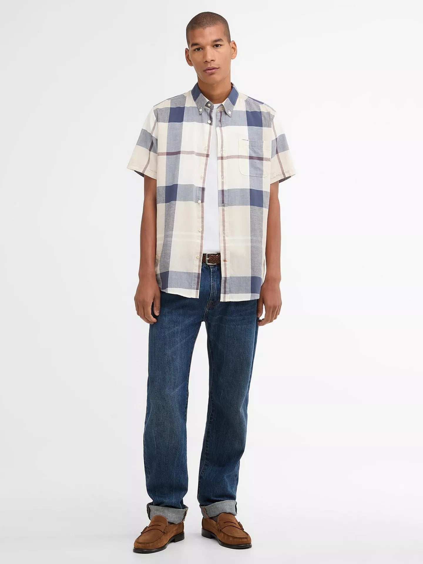 Young Ideas & Henmores - Douglas Short Sleeve Tailored Shirt - TN37 Highland Loch Tartan - M