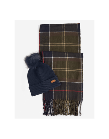Young Ideas/Henmores - Dover Beanie & Hailes Scarf Gift Set - BE31 Hessian Tartan - OS